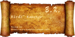 Biró Kasztor névjegykártya